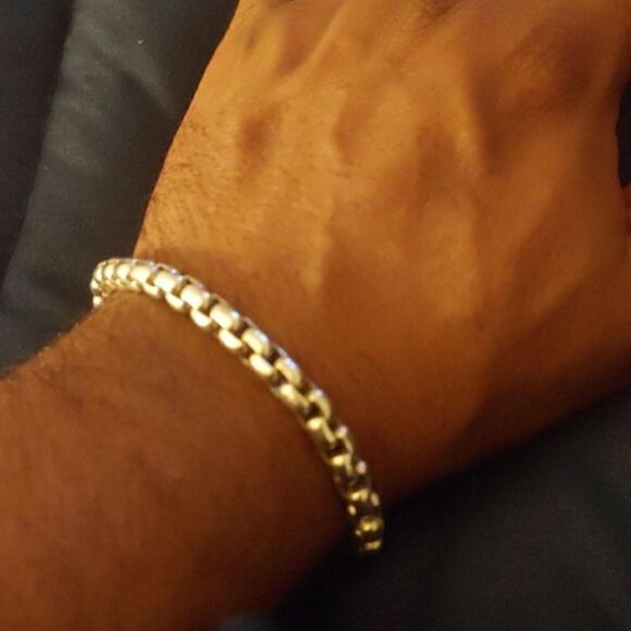 Men’s Solid 925 Sterling Box Link Chain Bracelet - Picture 3 of 9